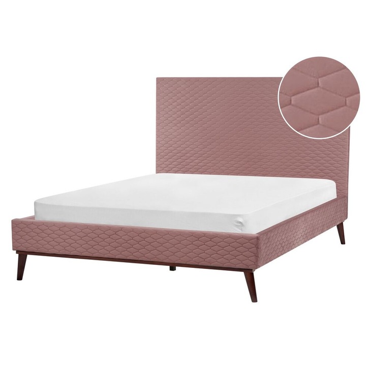 Pat cu lamele Catifea Bayonne 140 x 200 cm Roz