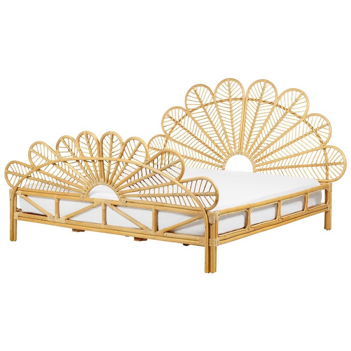 Pat cu lamele Ratan Florentine 180 x 200 cm Maro deschis