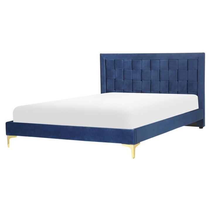 Pat cu lamele Catifea Limoux 140 x 200 cm Bleumarin