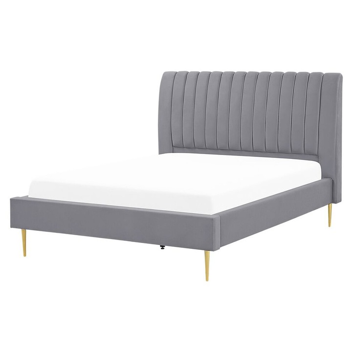 Pat cu lamele Catifea Marville 140 x 200 cm Gri