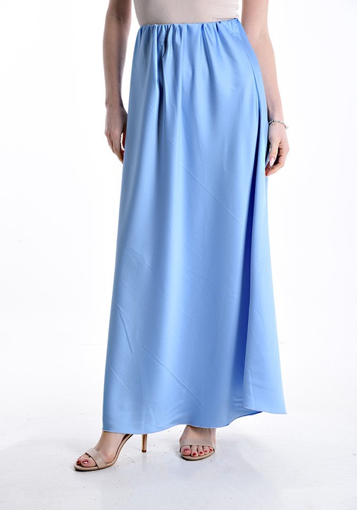 Fusta satin lunga eleganta, Albastru deschis, One Size