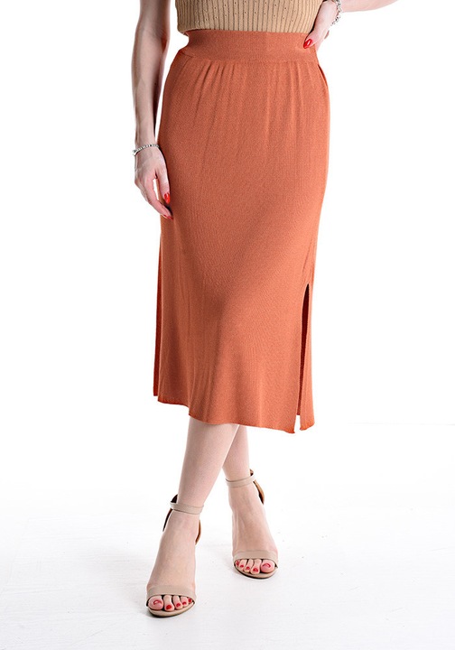 Fusta midi cu elastic si crepeu - One Size