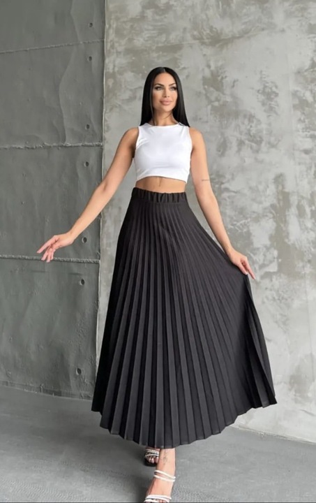 Fusta plisata lunga neagra - One Size