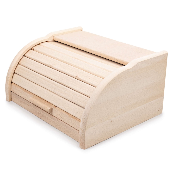 Természetes bükkfa kenyérdoboz, 32x25x16 cm – Antibakteriális, szellőző, PZH tanúsítvánnyal – Skandináv design a kenyér frissességéért