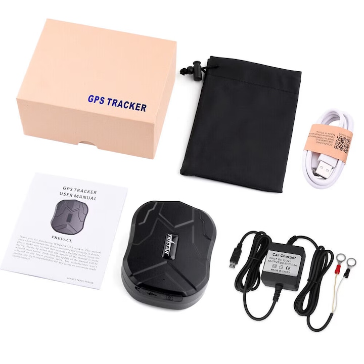 Dispozitiv de urmarire GPS Tracker GizMondo® TK905 -- 4G --, + Incarcator permanent auto, Waterproof, magnet puternic, baterie 5000 mAh, urmarire si localizare auto, moto, functioneaza in retelele Orange, Vodafone