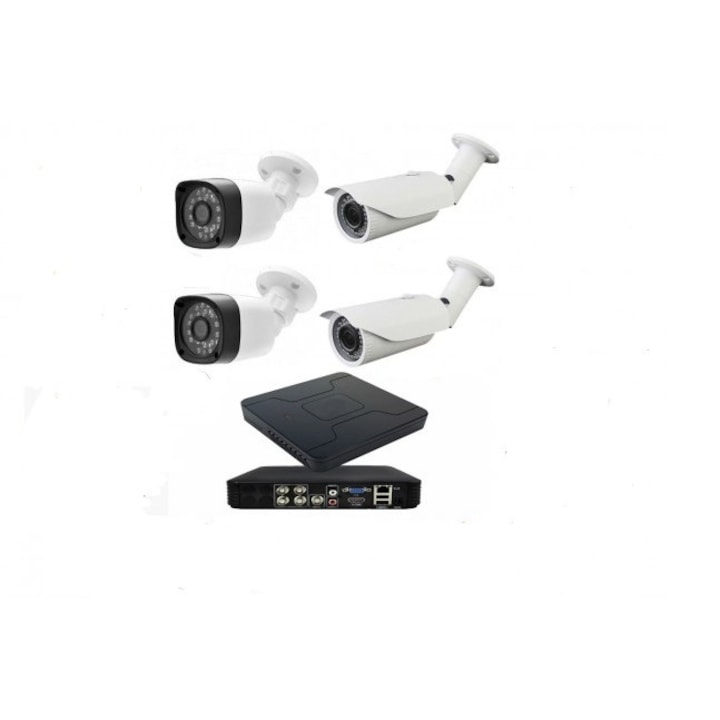 Sistem supraveghere Hikvision 4 camere 2MP Dual Light IR 40m WL 40m DVR 4MP AcuSense cu accesorii incluse HDD 500GB