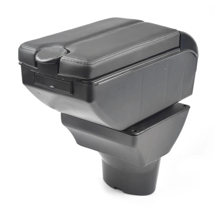 Cotiera Consola Centrala Cutie Depozitare Organizator USB Pentru Hyundai I20 2009 - Glisanta Suport Pentru Pahare Negru Piele