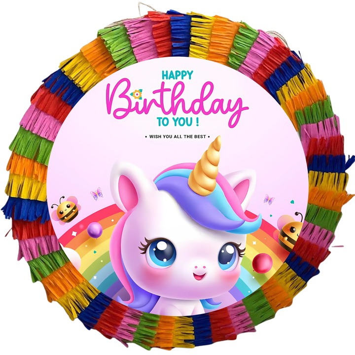 Party pinata, 35 cm, többszínű, Rózsaszín unikornisok