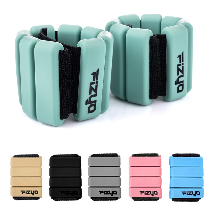 Set greutati pentru incheietura mainii Fizyo, 2 x 900 g, reglabil, silicon, verde, 28x7cm, verde