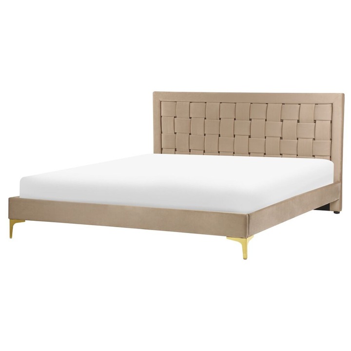 Pat cu lamele Catifea Limoux 160 x 200 cm Taupe