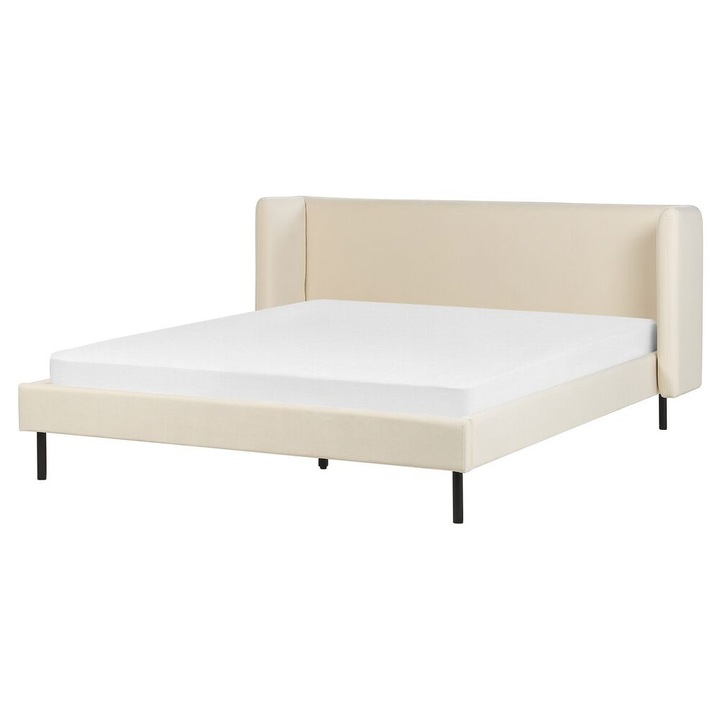 Pat cu lamele Catifea Arette 160 x 200 cm Bej deschis