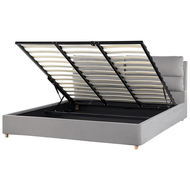 Pat otoman Catifea Batilly 180 x 200 cm Gri deschis