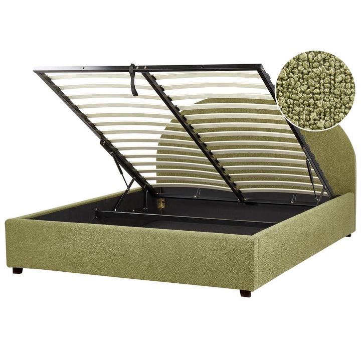 Pat otoman Boucle Vaucluse 160 x 200 cm Verde deschis