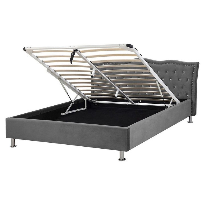 Pat otoman Catifea Metz 140 x 200 cm Gri inchis