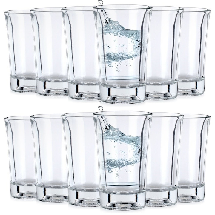Pohárkészlet, Vilde, Vodkához, Üveg, 12 db, 40 Ml, 4,5X4,5X7 cm, Átlátszó