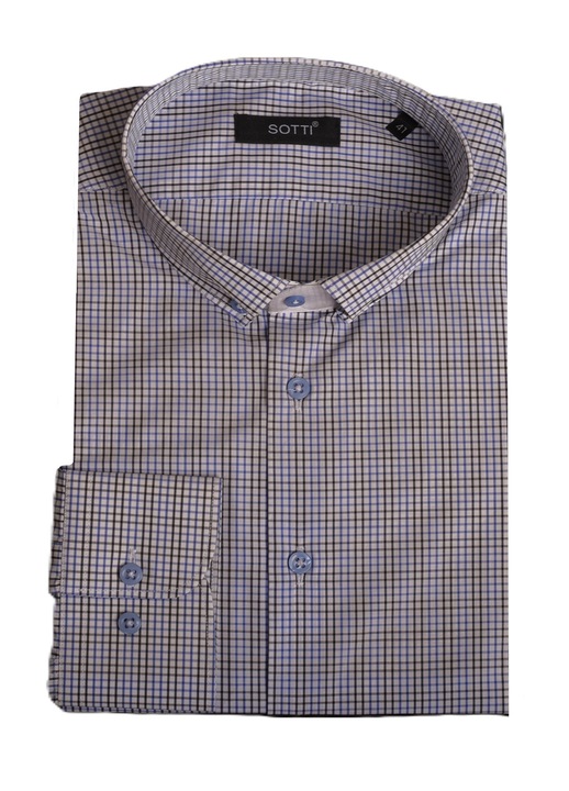 Camasa SOTTI din Bumbac, Imprimeu Carouri, Croiala Regular Fit, Model ST30017-T2, Marimea 40, Alb/Albastru