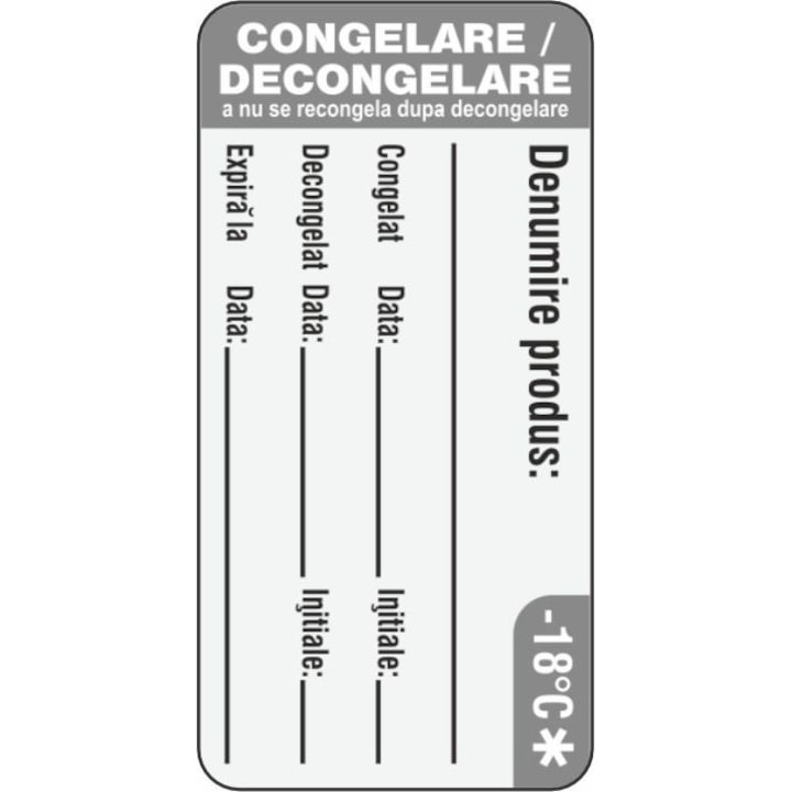 Set 500 etichete 3x6 cm PVC "Produse congelate" pentru HACCP - HoReCa, Restaurante si Industria Alimentara