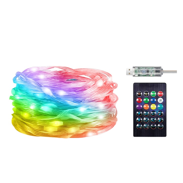 Kültéri világítás telepítés, távirányítóval Rabalux Biri, LED RGB, IP44, Wi-Fi, Bluetooth, 5m, többszínű
