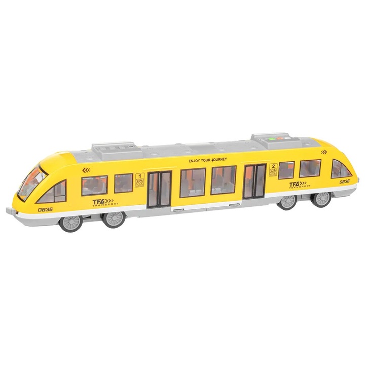 Tren tip Intercity, cu sunete si lumini pentru copii, GHEMOTOC®, 40 cm, galben