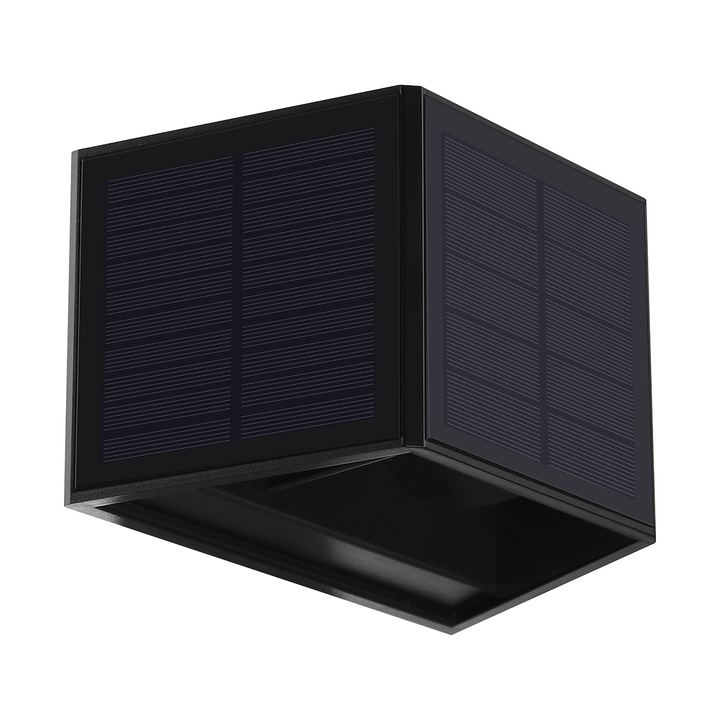 Aplica De Perete Eleganta, Light Home, Wings, Panou Solar, Reglaj Unghi, Senzor De Amurg, Design Modern, Material De Calitate, De Lunga Durata, Negru