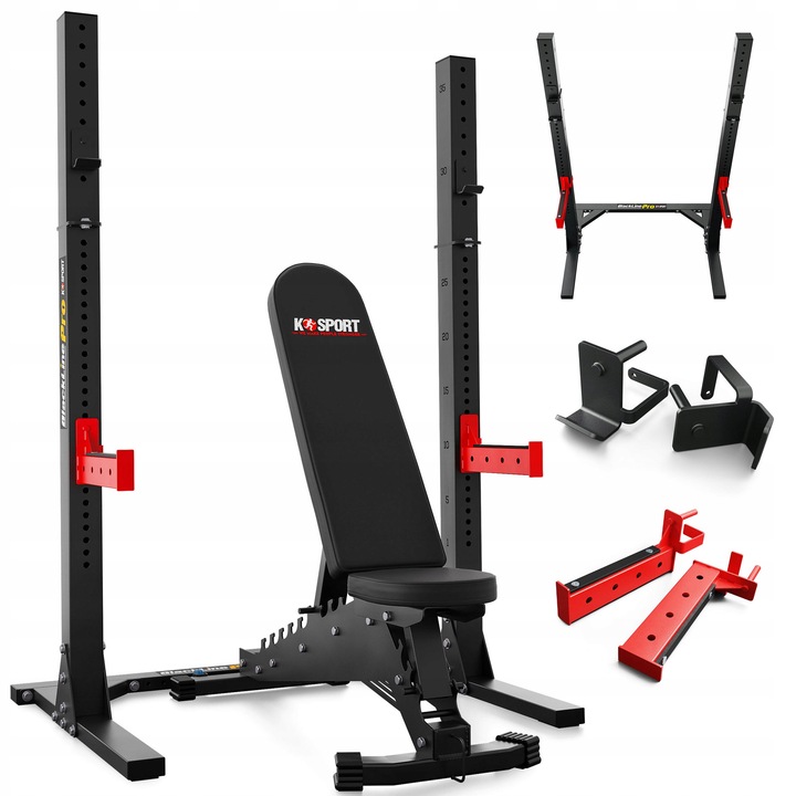 Комплект за упражнения, K-SPORT, Ksg006, Black line pro, Пейка + багажник, Метал, Максимален капацитет 350 кг, 10 нива на регулиране на облегалката, 3 нива на седалката, Размери 165, 5 x 128 x 27 см, Черен