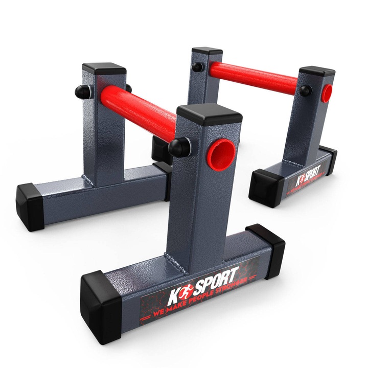 Дръжки за лицеви опори, K-SPORT, X-massive, KSSL106, Метални, 250 кг, С пластмасови капачки, За художествена гимнастика, 320x270x230 mm, Черни