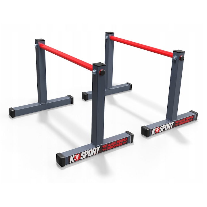 Успоредка, K-SPORT, KSH009, Метал, Максимална товароносимост 250 kg, Безплатно електронно ръководство за упражнения, 450 x 450 x 280 mm, Черен/Червен
