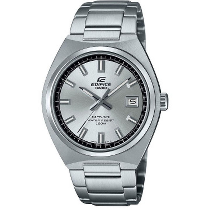 Часовник Casio Edifice EFR-575D-1AEF, сребрист, черен, 41 мм, кварцов механизъм, гривна от неръждаема стомана