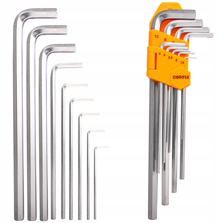 Set chei imbus, 9 piese, 1,5-10 mm, lungi, hexagonale, Coofix