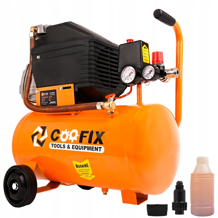 Compresor cu ulei, Coofix 25L, 2KM, 145L/min, 8 bar, mobil, 23kg