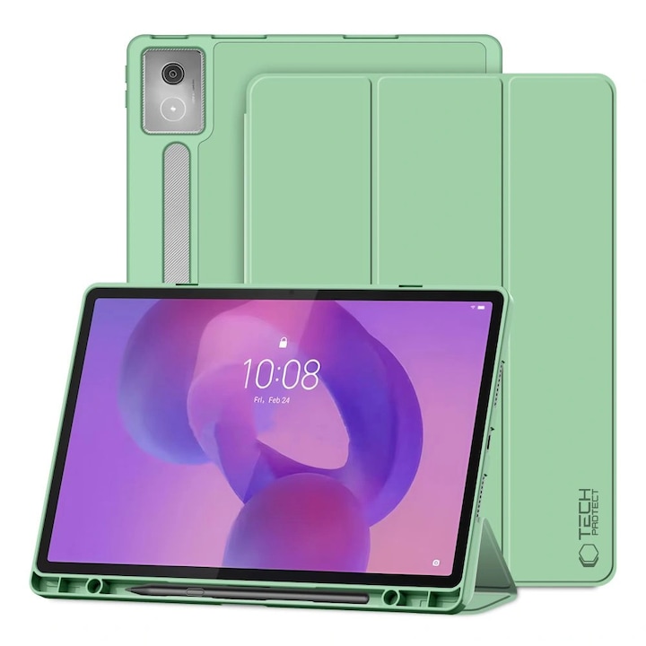 Husa Tech-Protect Smartcase Pen compatibila cu Lenovo Idea Tab Pro 12.7 inch Green