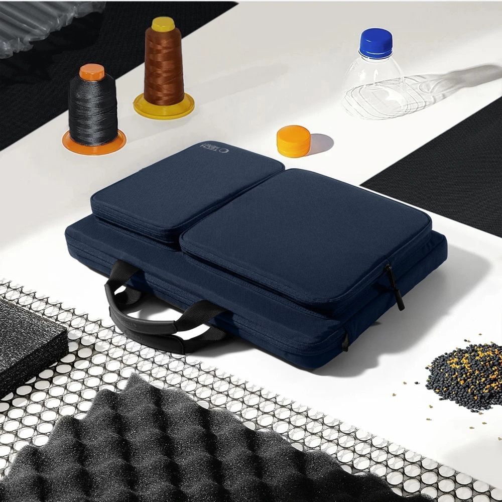 Geanta laptop Tech-Protect Defender, 17 inch, albastru marin, 440x310x70mm, set cu curea