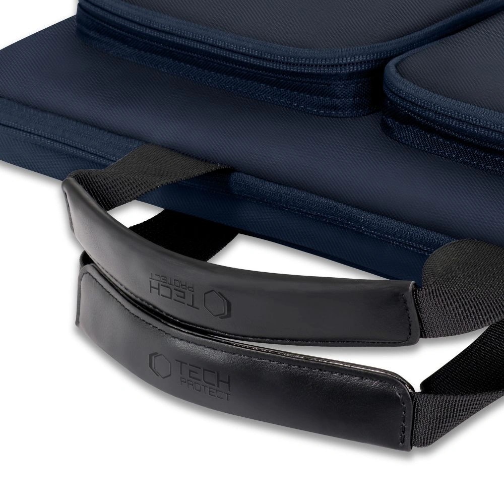 Geanta laptop Tech-Protect Defender, 17 inch, albastru marin, 440x310x70mm, set cu curea