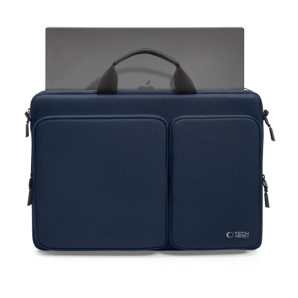 Geanta laptop Tech-Protect Defender, 17 inch, albastru marin, 440x310x70mm, set cu curea