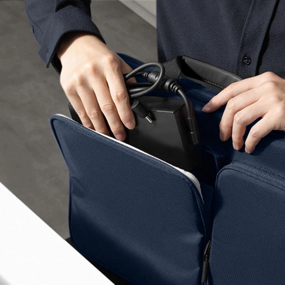 Geanta laptop Tech-Protect Defender, 17 inch, albastru marin, 440x310x70mm, set cu curea