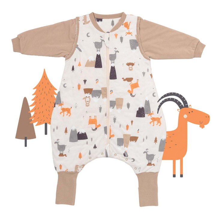 Sac de dormit bebe Slumbersac, 2.5 Tog, model Mountain Animals, multicolor, 60 cm