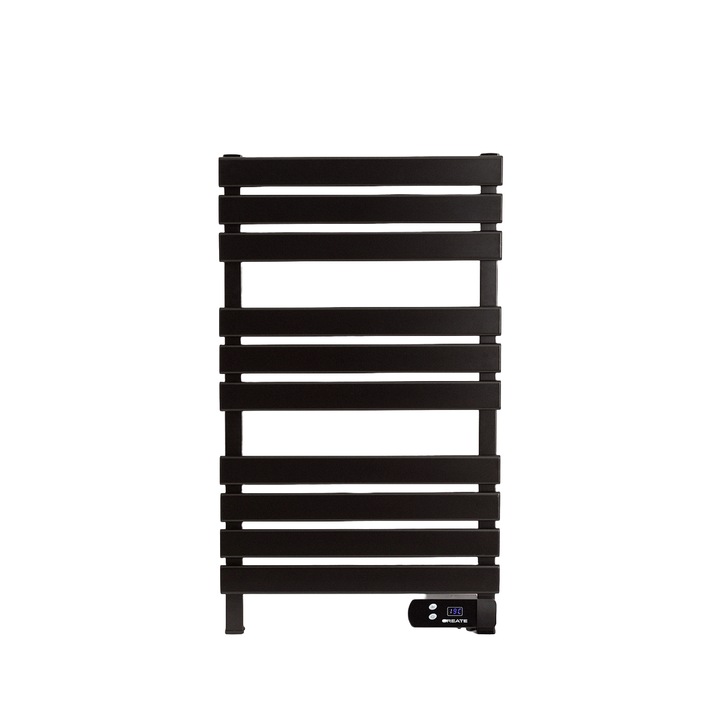 CREATE електрически радиатор за баня, топла кърпа, държач за хавлии, макс. температура. 40°C, цифров контролен панел, може да се монтира на стена, 8h таймер, ниска консумация, черен
