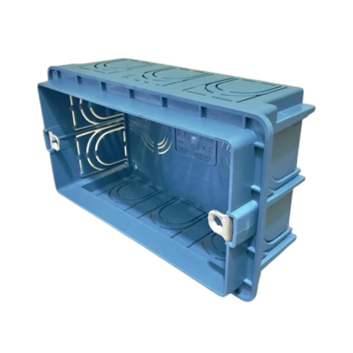 Doza, Cutie de Derivatie, 4 Module, Montaj Incastrat, 118x70x48 mm, Albastra, EC37104BL Elettrocanali Italia