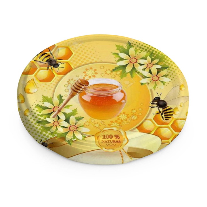 Set de 10 capace pentru borcane, Tragar, inox, galben