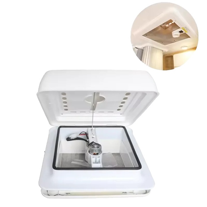 Ventilator de acoperis pentru RV, alb, 280mm x 280mm, 12V, set de instalare usoara