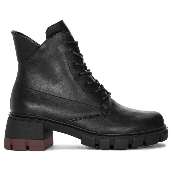 Botine dama, Filippo, Piele naturala, Negru, Toc 5.5 cm