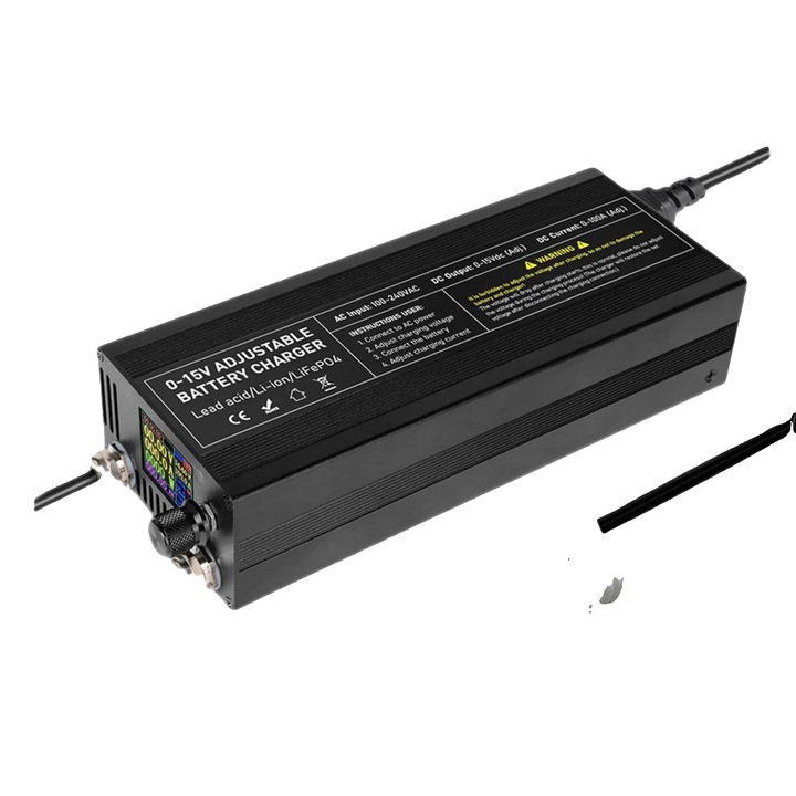 Incarcator de baterii, XCL60A-A, 0-60A, 0-15V, cu cabluri de incarcare, priza EU