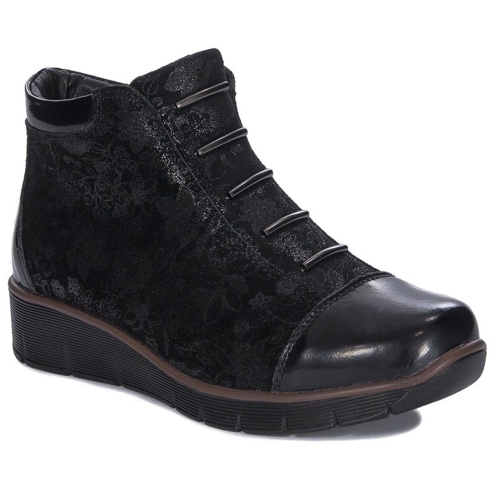 Ghete dama Filippo, piele intoarsa, negru