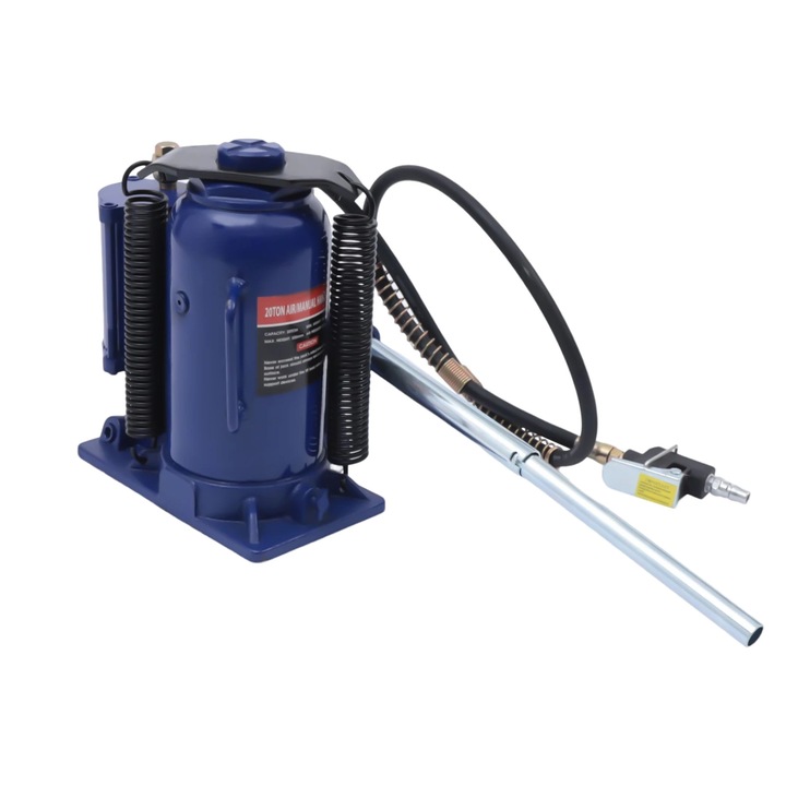 Cric tip sticla, Pneumatic hidraulic, 20 tone capacitate, Pompa manuala, Pentru auto, camion, remorca, Otel robust, Maro