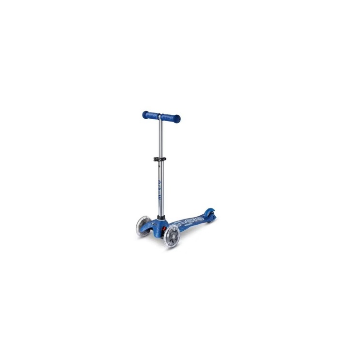 Тротинетка Mini Micro Deluxe Galaxy Glitter LED, Navy Blue, 3 колела, 12 см, 49-67 см