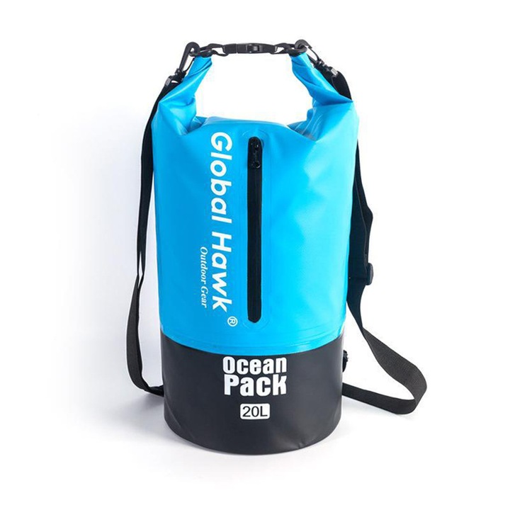 Sac impermeabil din PVC, AMRINUGL, 20L, confort personalizabil, curea de umar ajustabila, pentru sporturi nautice