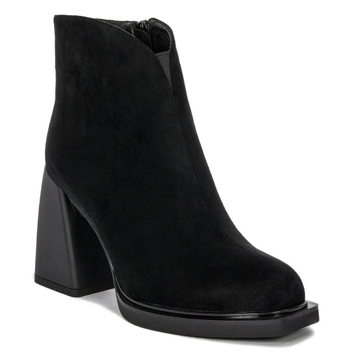 Botine dama, Filippo, Toc 9 cm, Sintetic, Negru