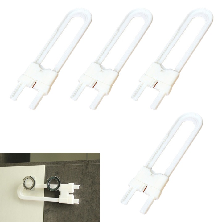 AMRINUGL Система за безопасност на деца, Регулируеми заключващи механизми за шкафове, Дизайн за многократна употреба, Сглобяване без инструменти, 7,3 инча, Бяла