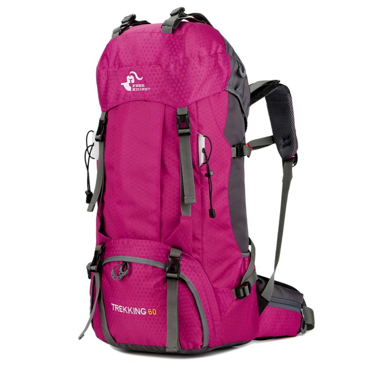 Rucsac de drumetie 60L, AMRINUGL, impermeabil, capacitate mare, mov