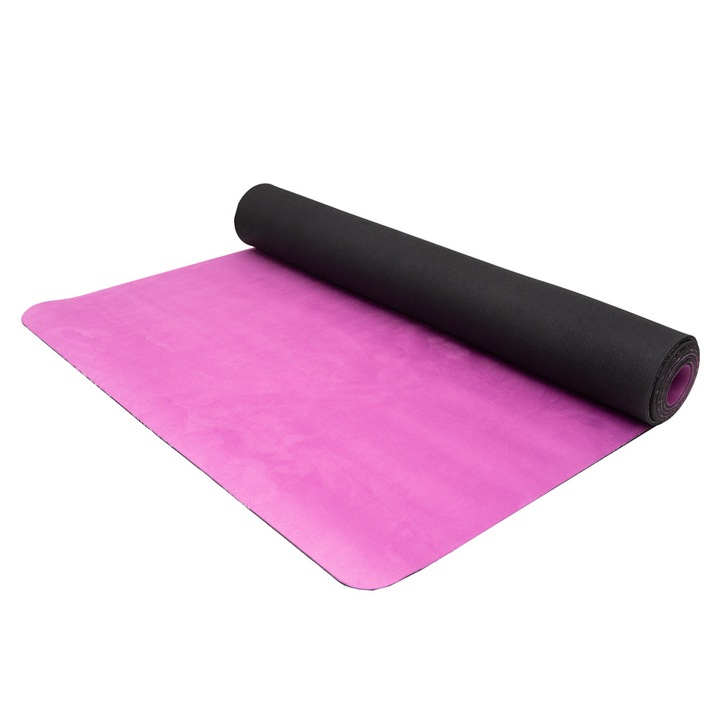 Saltea YOGA Iggy, material cauciuc natural acoperit cu suede (microfibra), dimensiune 1830 x 680 x 4 mm, mov
